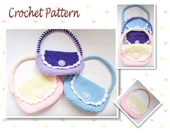 Crochet Pattern Girls Bag Girls Purse Childs Bag cute crochet purse
