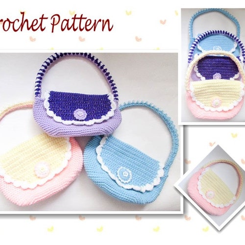 Crochet Pattern Girls Bag Girls Purse Childs Bag Cute Crochet Etsy