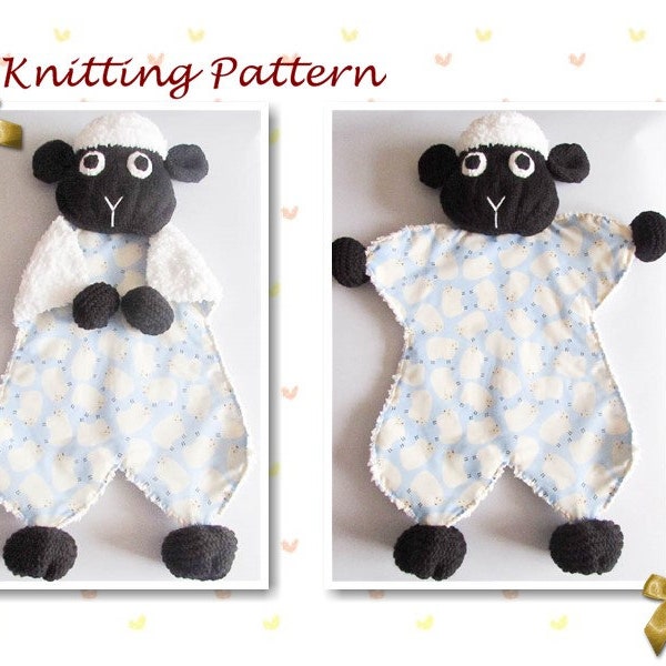 Knitting Pattern, Sheep, Animal Comfort Lovey, Security Blanket, Lovie, Blankie, Digital Download, Comforter, Softie, Baby Gift, Baby Toy