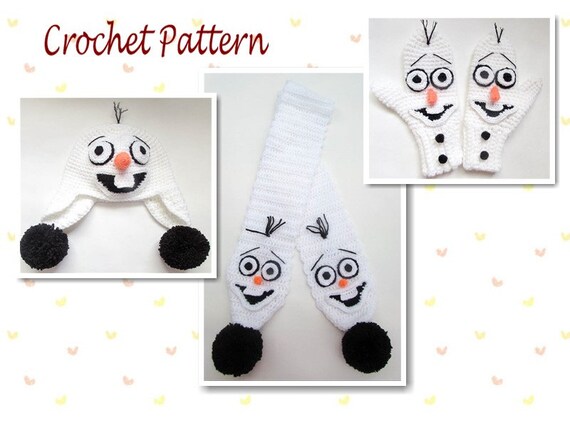 Crochet Pattern Olaf Frozen Snowman Hat 
