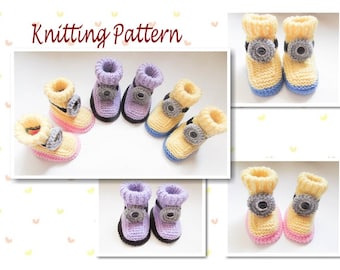 Knitting Pattern Booties Baby Shoe Baby Shower Gift Baby Slippers Infant shoes Instant PDF Download Character Booties