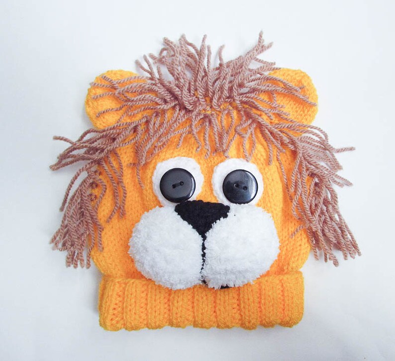 Knitting Pattern Lion Hat Lion Baby Beanie Hat Animal Hat Character Hat Novelty Hat Beanie Hat Baby Hat