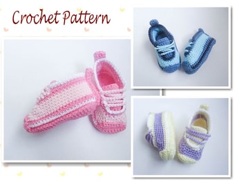 Crochet Pattern Baby Sneakers Booties, Baby Booties, Baby Shoes, Baby Trainers, Baby Girl, Baby Boy, Baby Bootees