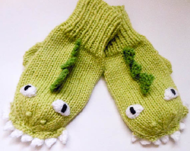 Knitting Pattern Dinosaur Dragon Mittens Animal Mittens Etsy