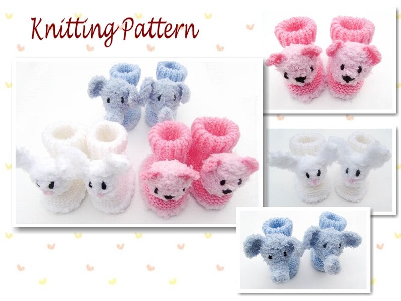 Knitting Pattern Animal Baby Booties Baby Shoes Baby Booties Etsy