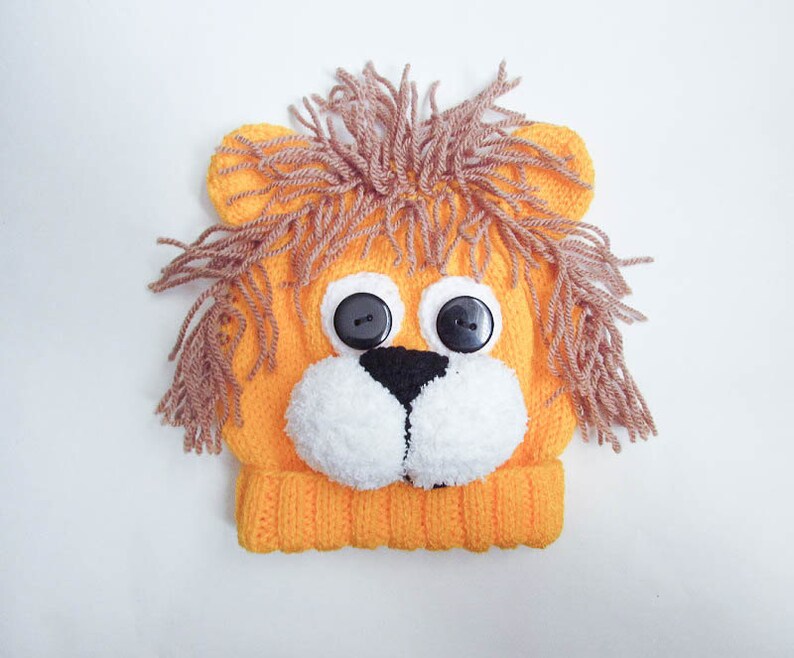 Knitting Pattern Lion Hat Lion Baby Beanie Hat Animal Hat Character Hat Novelty Hat Beanie Hat Baby Hat