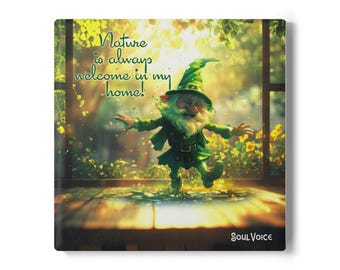 Dancing Garden Gnome Ceramic Coaster | Nature Is Always Welcome In My Home
