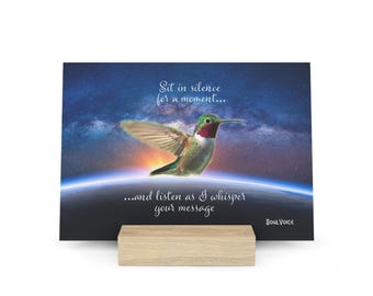 Hummingbird at Sunrise Gallery Board with Stand | Inspirational  Art