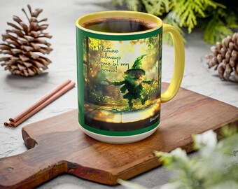 Forest Gnome Illustration Mug | Color Interior 11oz 15oz