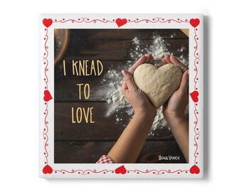 I Knead to Love Ceramic Coaster | Heart Dough Baking Design