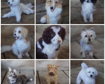 Custom Needle Felted pet replica - pet portrait - pet memorial - needle felted dog - miniature felted dog