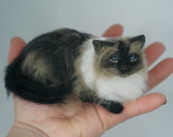Aangepaste replica van naaldvilten kat – miniatuur huisdier herdenkingsbeeldhouwwerk