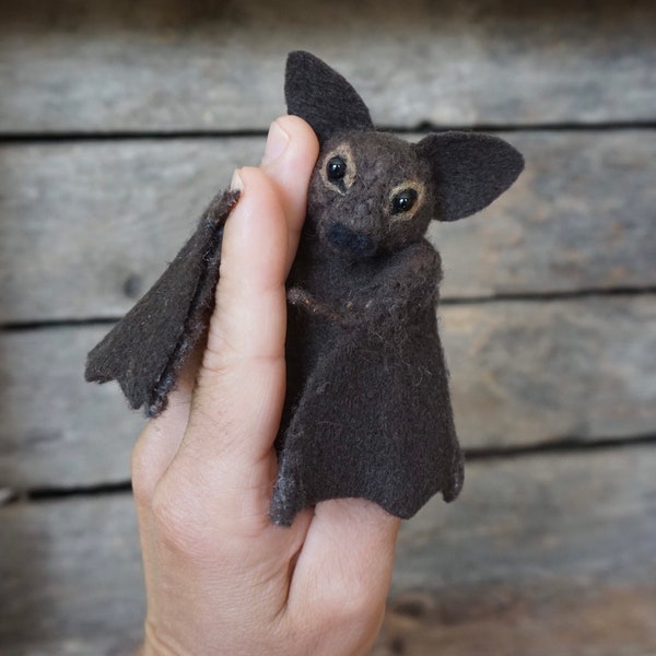 Needle felted Bat with adjustable wings