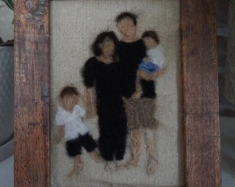 Framed Custom Wool Felted Family Portrait - 5X7