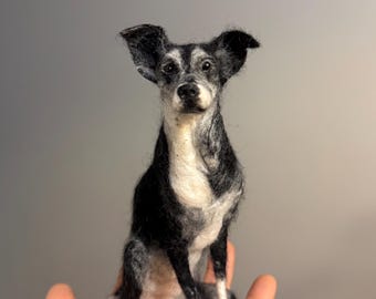 Aangepaste naaldvilten hond portret | Handgemaakte wollen replica