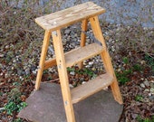 Vintage wooden step ladder -step stool -folding ladder -plant stand- shabby- primitive -distressed -2 foot ladder -lawn garden decor