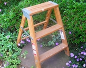 Wooden step ladder -step stool -folding ladder -plant stand- -wood ladder -2 ft ladder -Werner ladder - Super Sturdy- 1990s