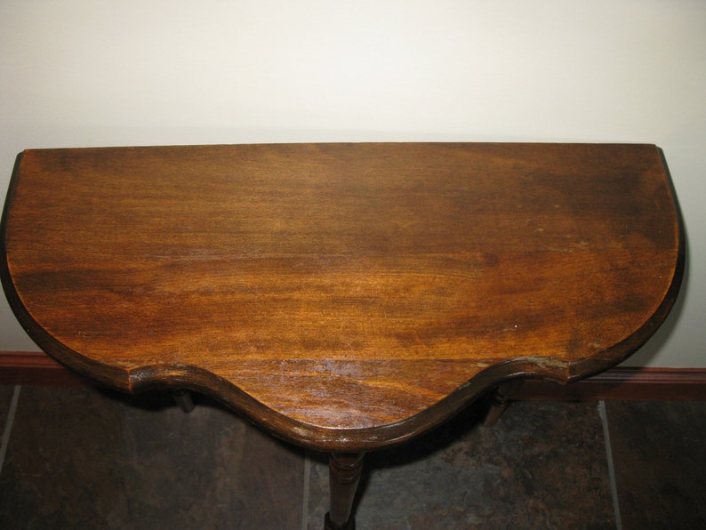 Vintage Half Moon side table 3 legged table small wood Etsy