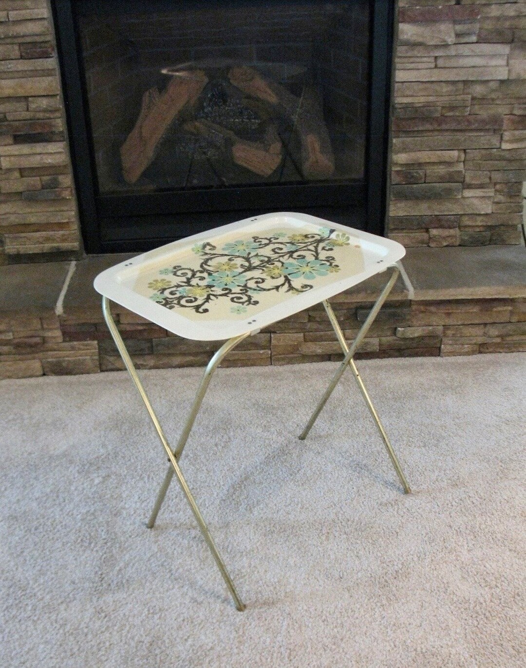 Fiberglass TV Tray With Legs Lavada retro Folding Tray Etsy