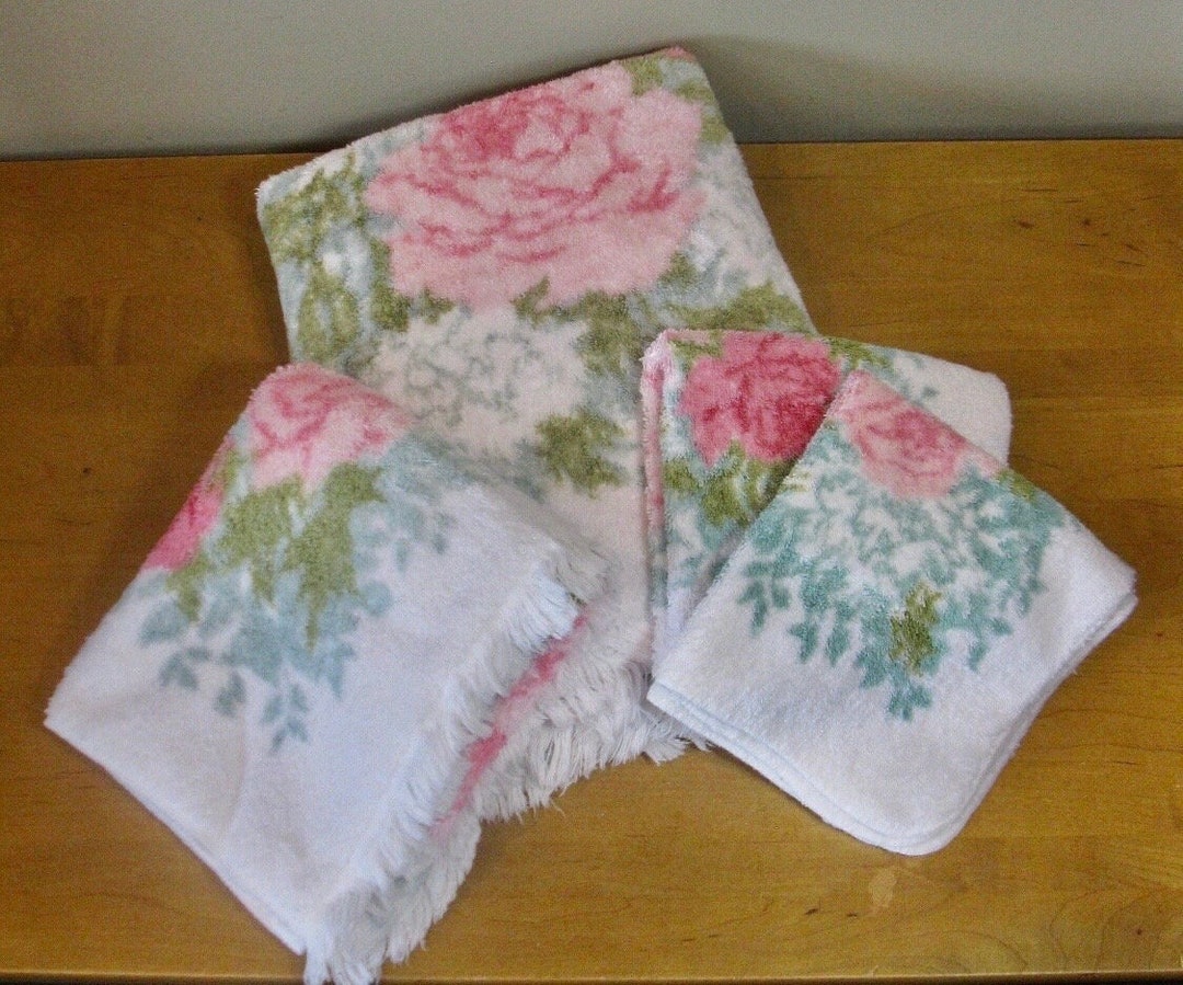 1960s /70s Bath Towel Set fieldcrest ROYAL VELVET USA pink Etsy