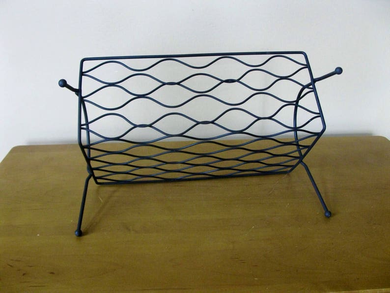 Vintage Metal Book Shelf mid Century 60's Retro Black Etsy