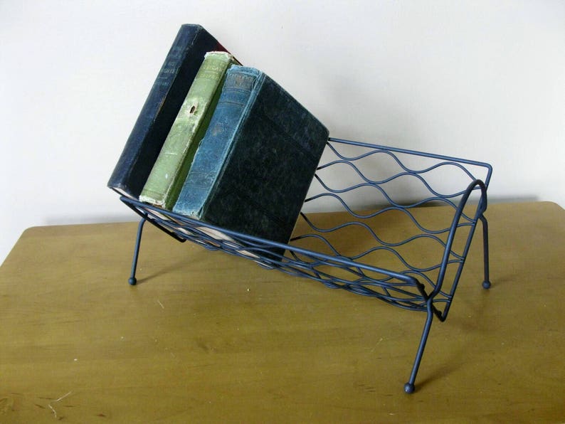 Vintage Metal Book Shelf mid Century 60's Retro Black Etsy