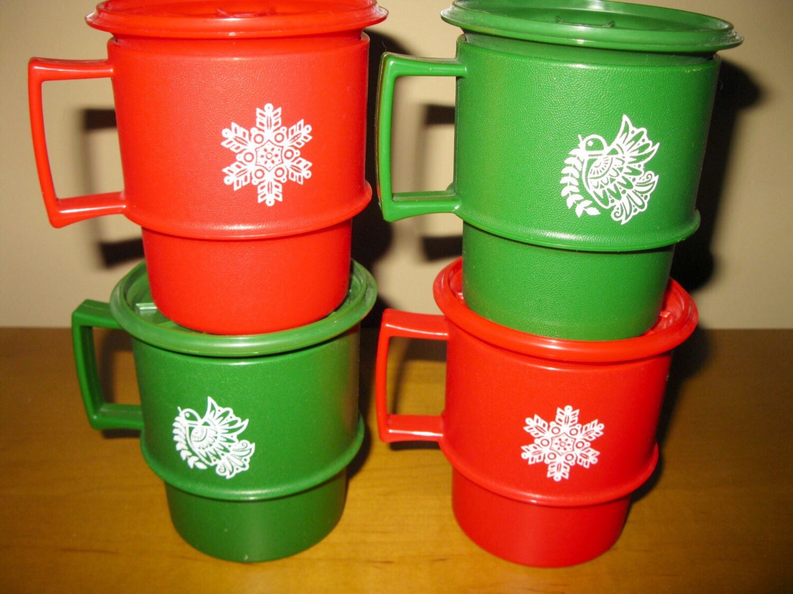 NEW OLD STOCK Tupperware Christmas Mugs With Coasters /lids Etsy