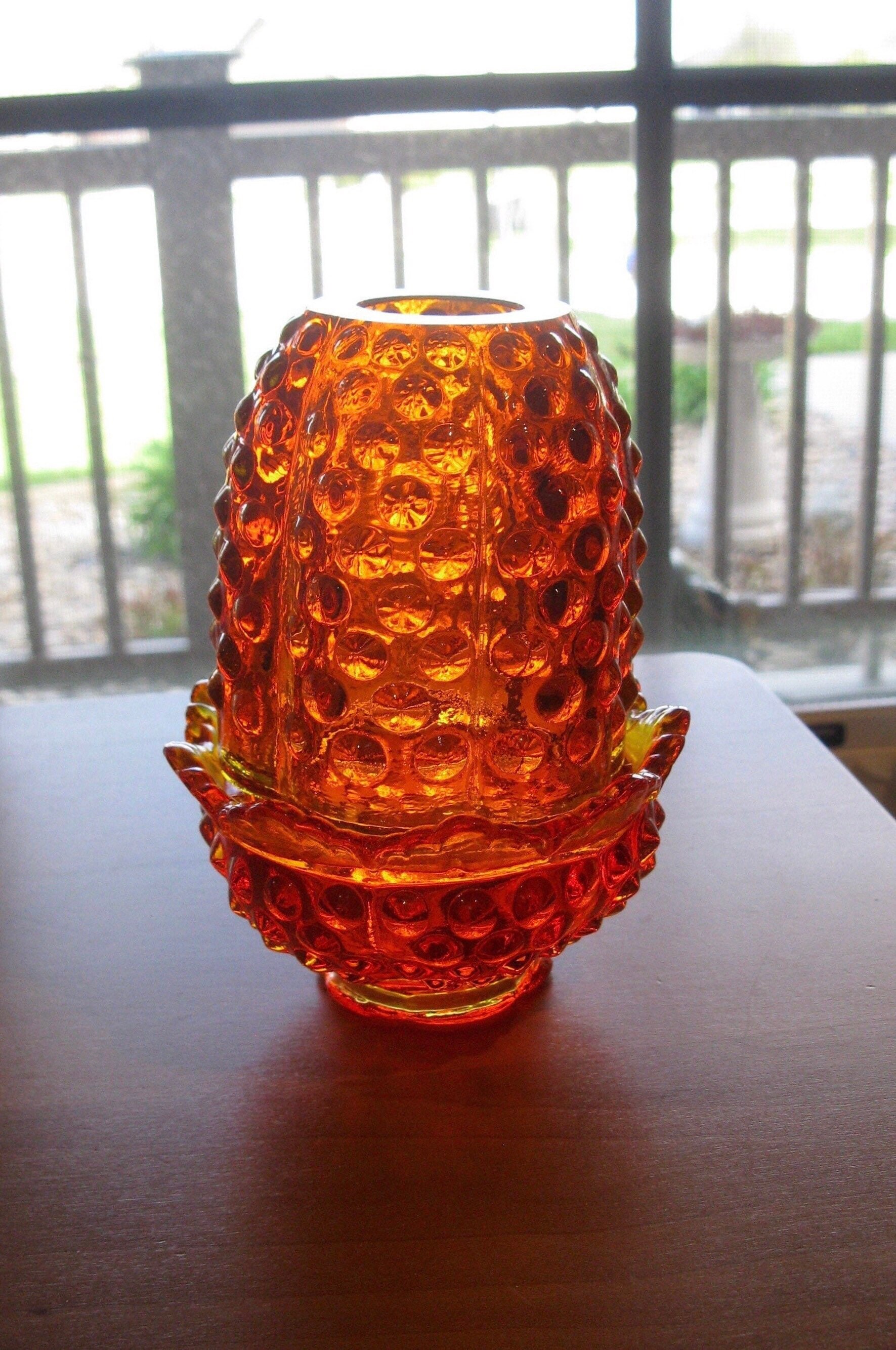 Red Amberina Hobnail 4pc Fairy Lamp Candle Holder Vintage munimoro.gob.pe
