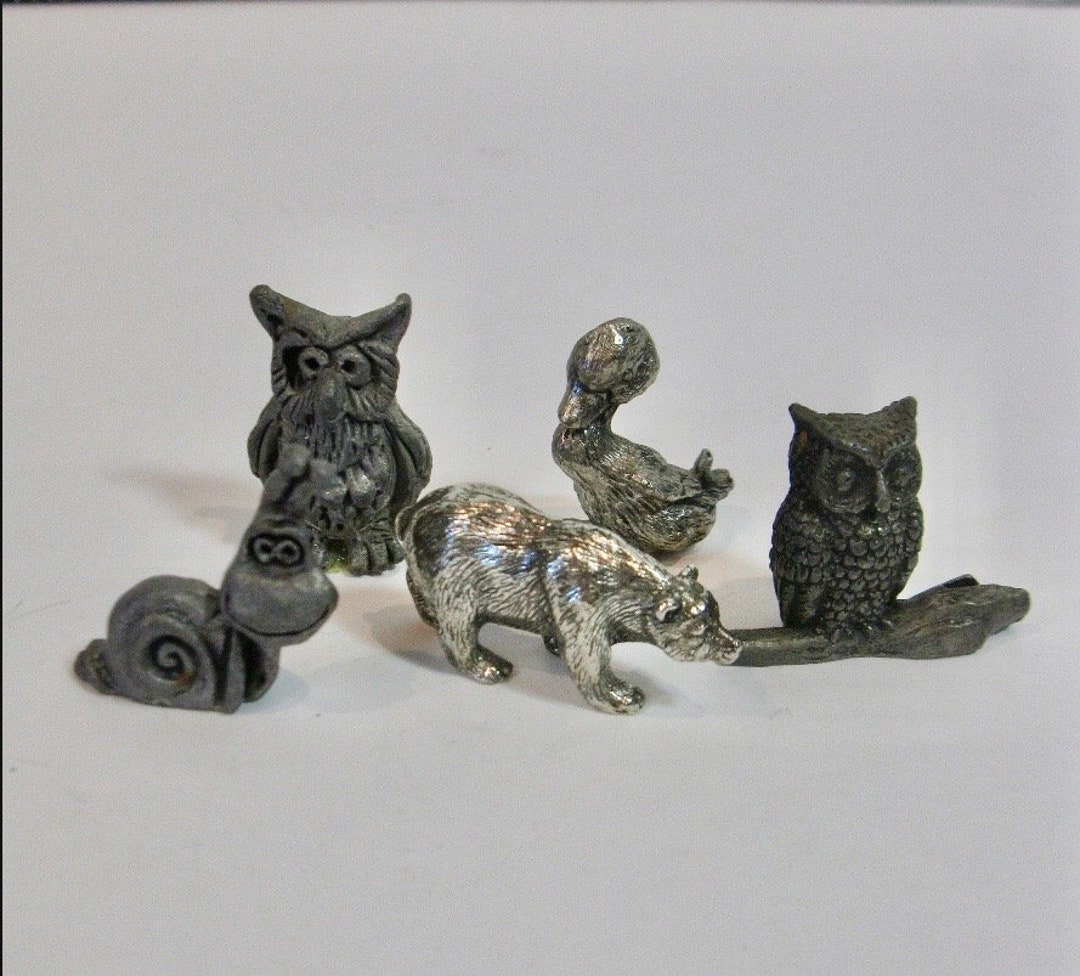 Lot 1 of 5 PEWTER Animal Figurines 1970s/ 80s pewter Figurines 1 High Collectible Miniature