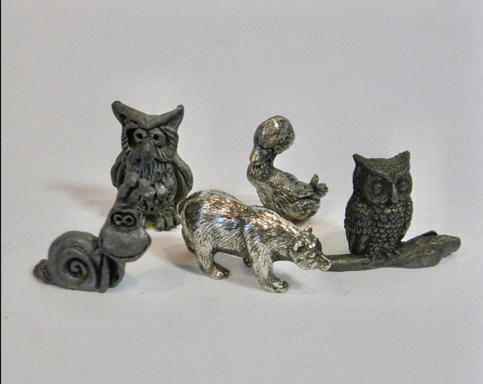 Lot 1 of 5 PEWTER Animal Figurines 1970s/ 80s pewter Figurines 1 High