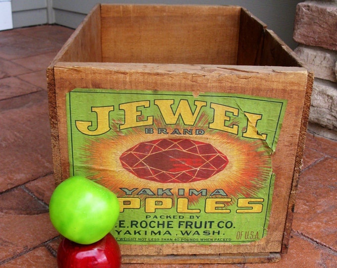 Vintage Yakima Washington Apple Box JEWEL Brand Apple Box Etsy