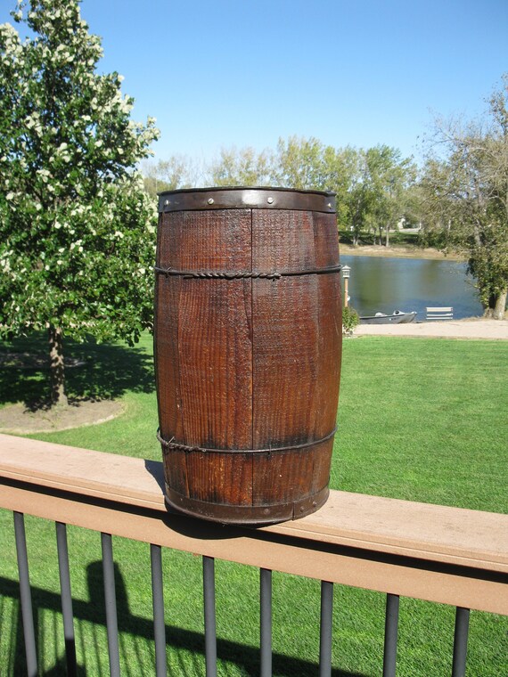 Wooden Barrel Vintage Garden Planter Whiskey Wood Image 0