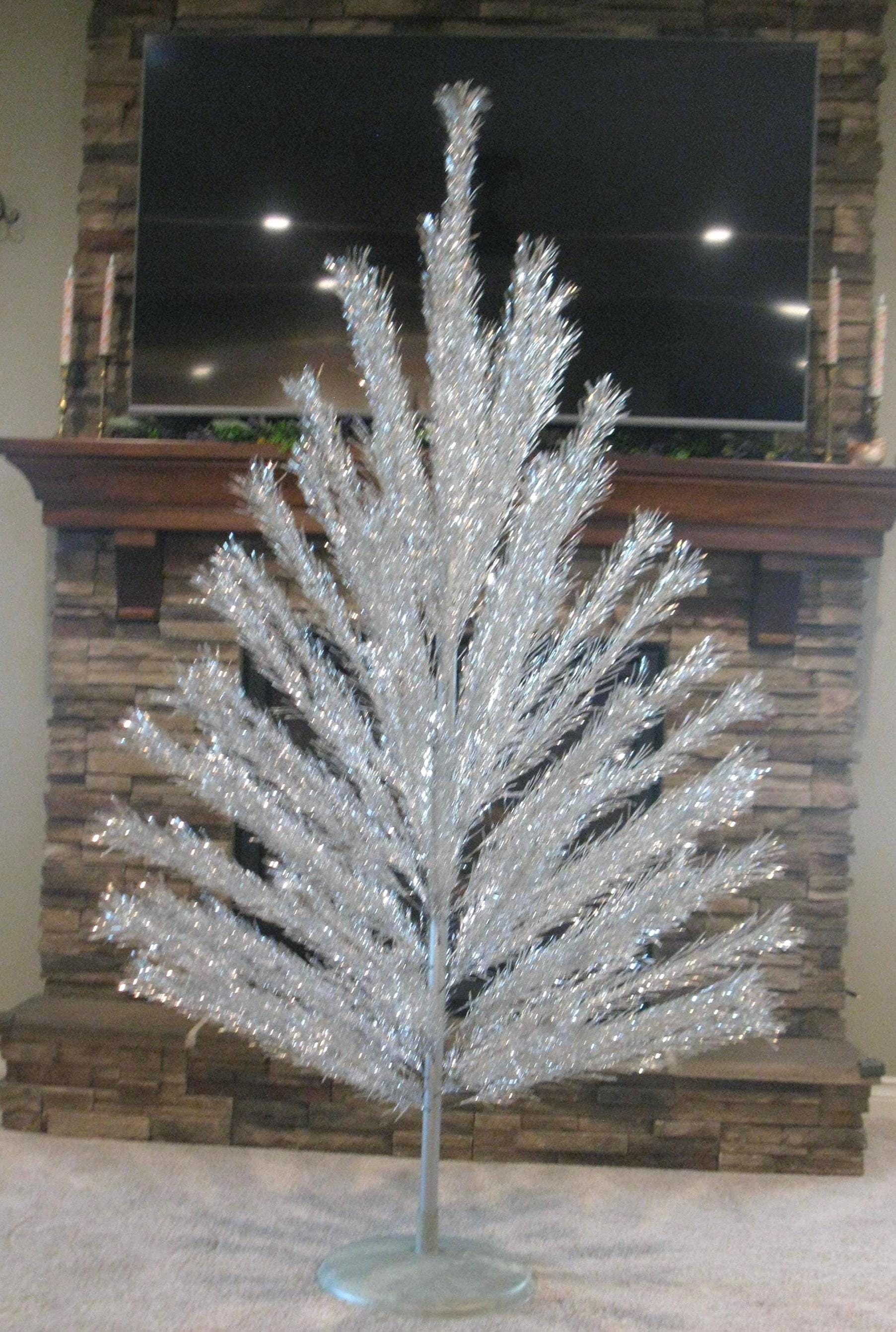 Awesome 6.5 Ft CHRISTMAS TREE with stand -73 branches -Warren Industries -Stainless Metal -MCM Silver Christmas Tree -1960s -original box
