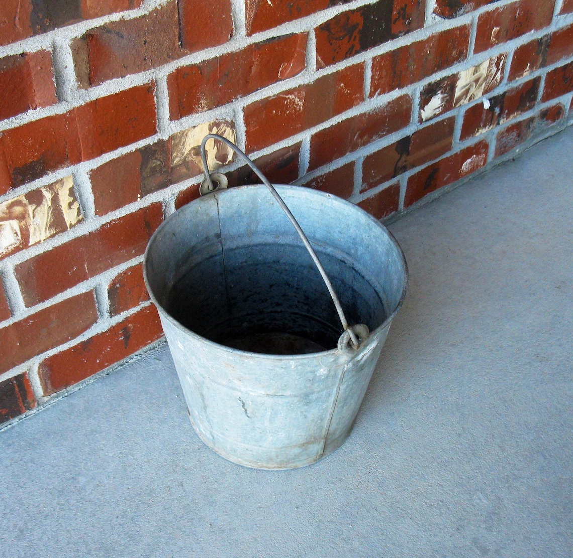 Vintage galvanized pail metal bucket metal handle large Etsy