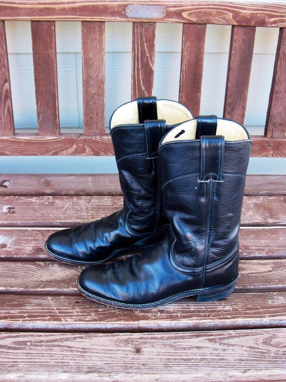 Señoras de cuero Negro Línea Bailando Botines Zapatos Cowboy Western Estilo Georgia 