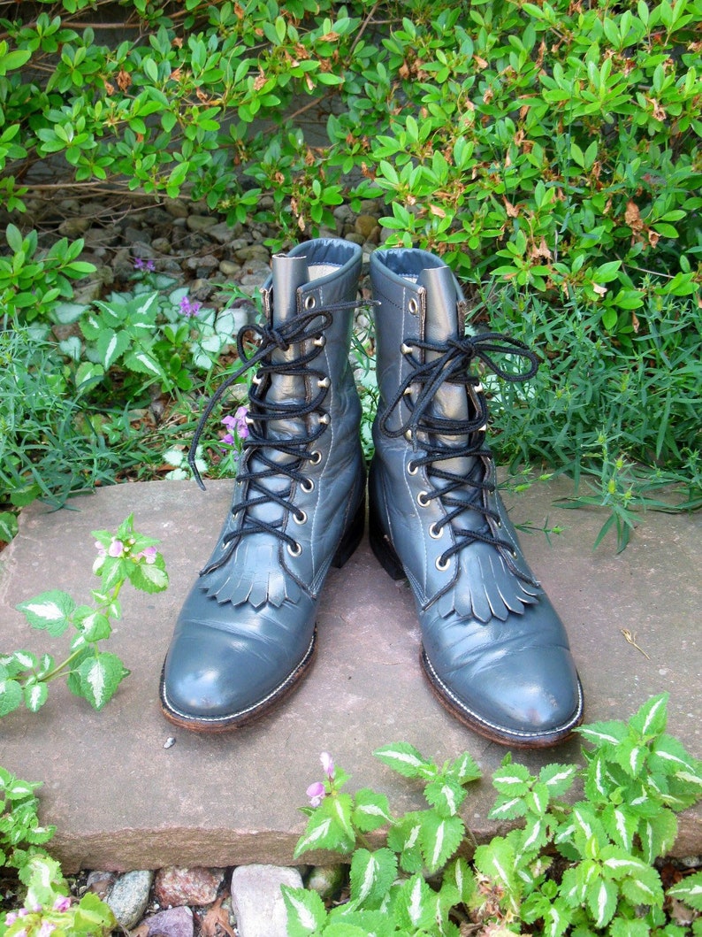 justin lace up cowboy boots