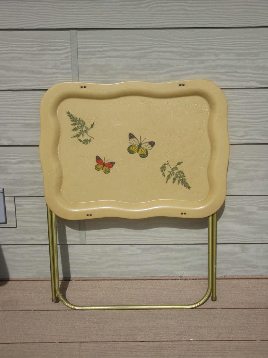 FIBERGLASS TV Tray with legs vintage 1960sButterfly pattern Etsy