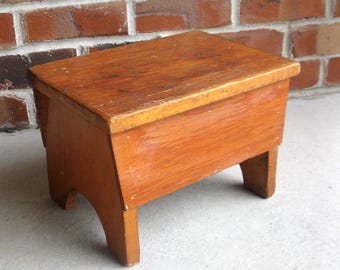 Shabby Wood Bench- step stool -plant stand -Handcrafted -stained -foot stool -kids time out -doll bench -photo prop -preowned