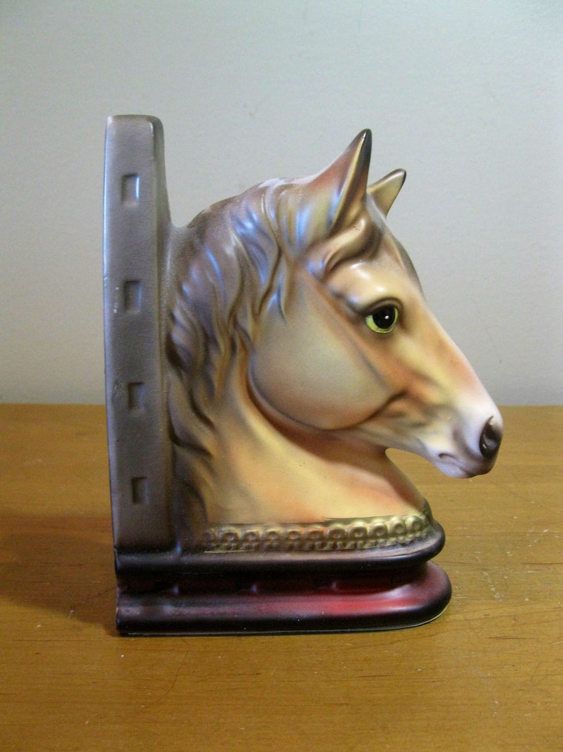 1950s Ceramic HORSE Head Bookends Set of 2 palomino Horses Etsy