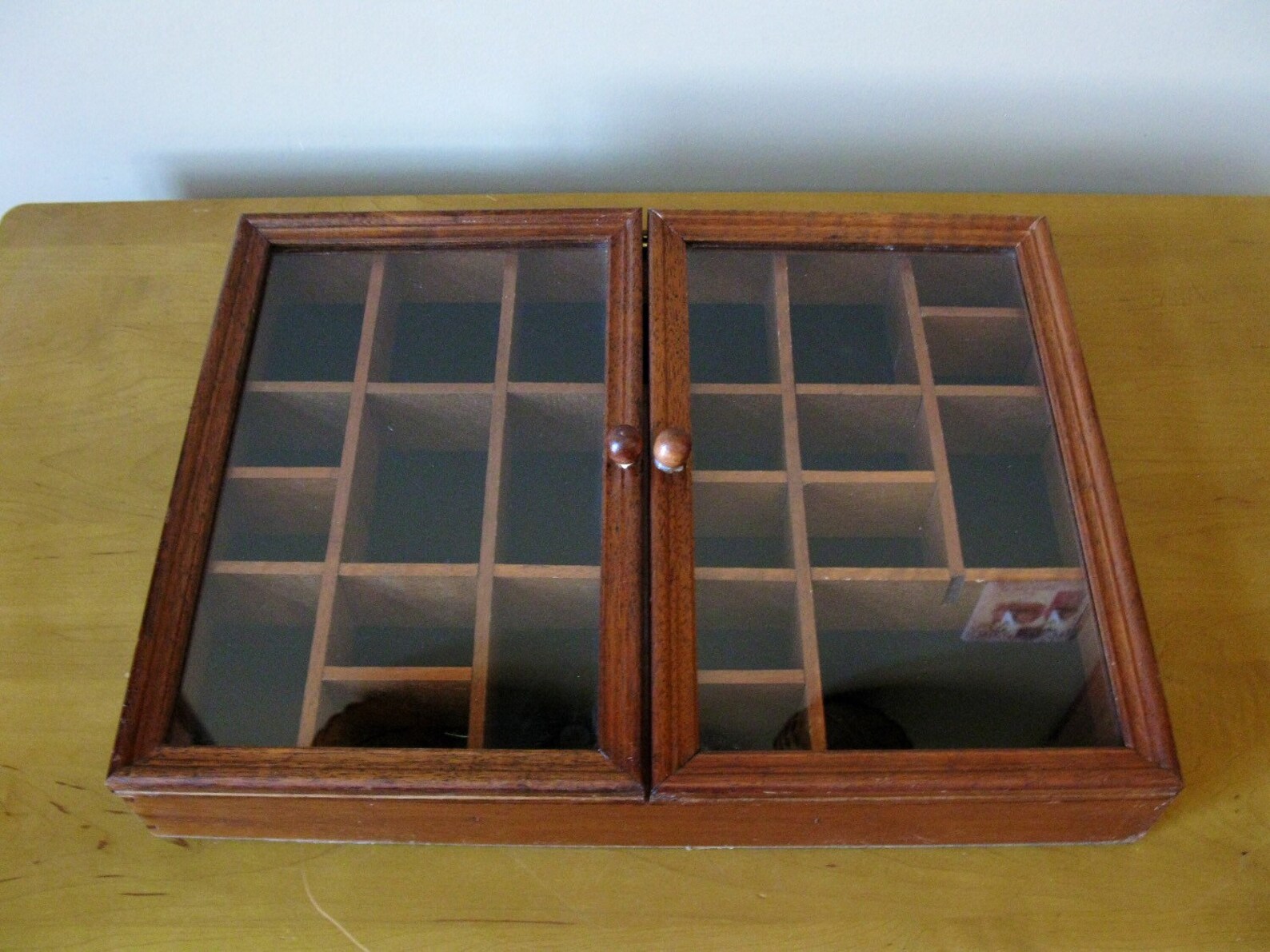 Wood SHADOW BOX 16 x 11 3/4glass doors velvet Etsy