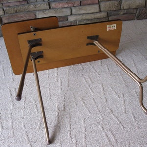 Portable sewing table collapsible sewing machine table folding table vintage sewing table with machine insert 1970s wood veneer image 5