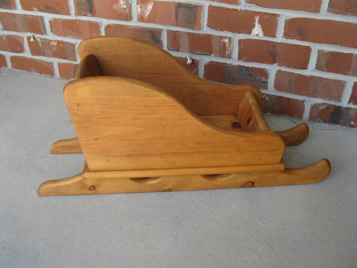 Large WOOD sleigh wood sled decorative wood runners Santa Etsy