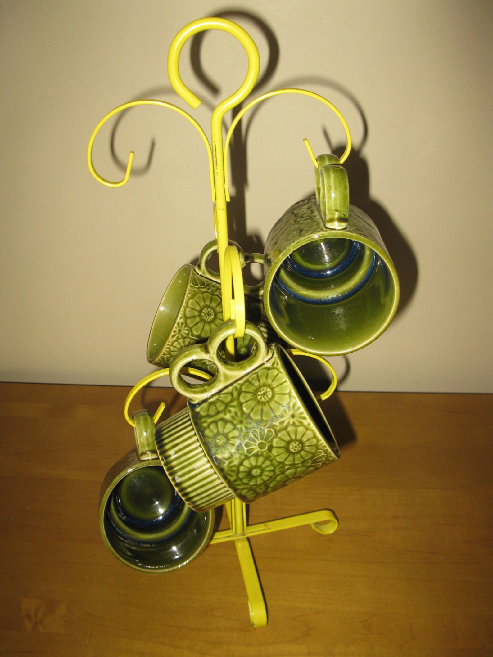 Vintage Metal Cup Holder Cup Tree Cup Holder Mustard Etsy