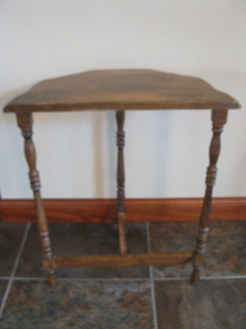 Vintage Half Moon side table 3 legged table small wood Etsy