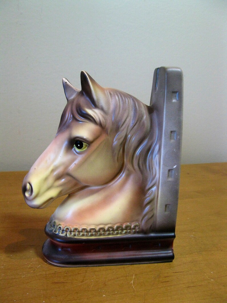 1950s Ceramic HORSE Head Bookends Set of 2 palomino Horses Etsy