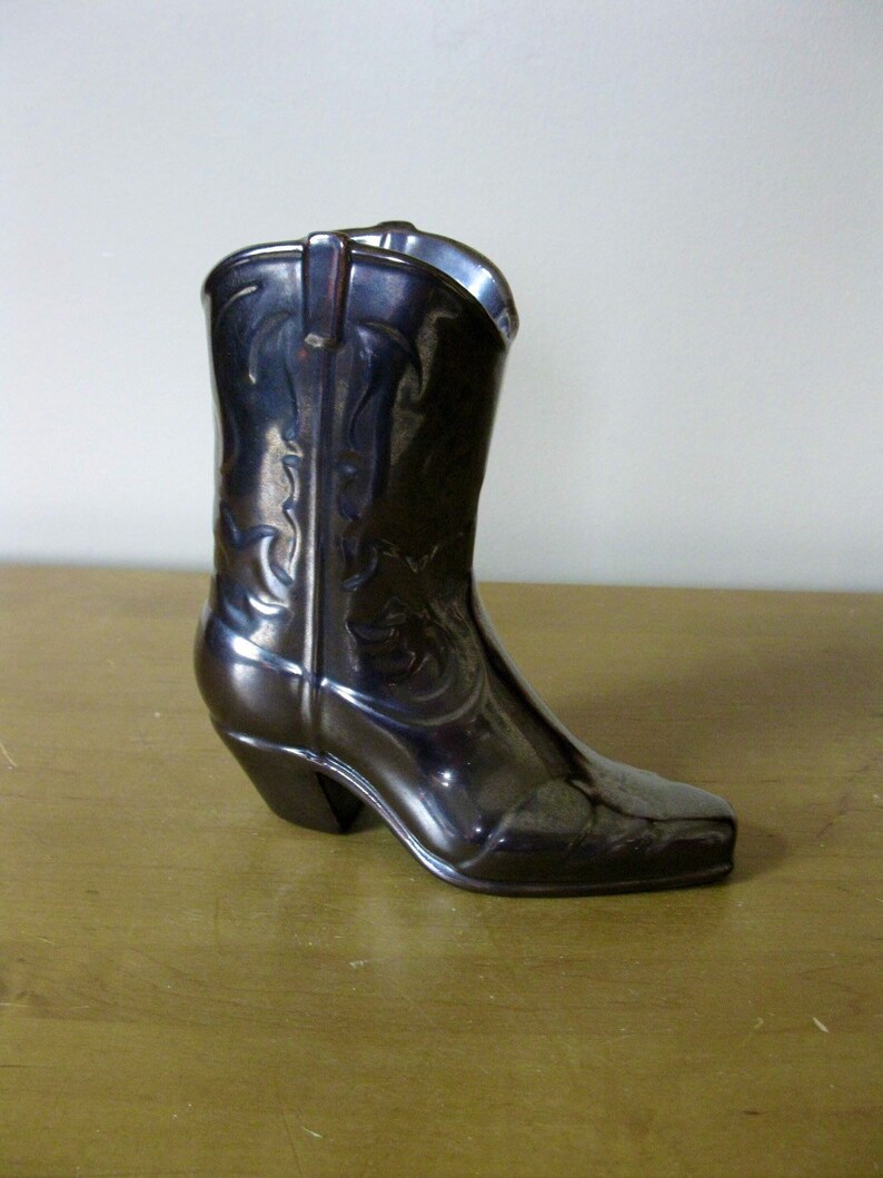 Ceramic COWBOY boot vintage cowboy vase boot planter western decor handpainted Bronze glazed rustic planter boho farmhouse decor il 794xN j15c