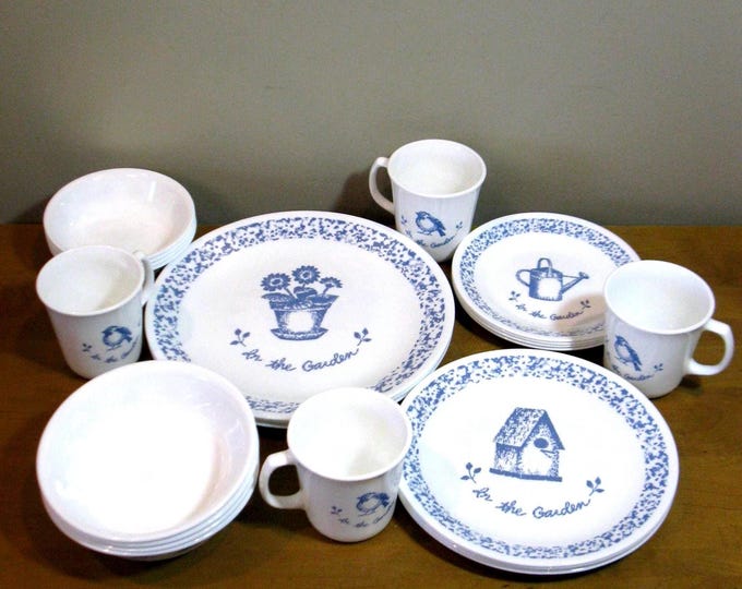 IN THE GARDEN Corelle Complete 24 Piece Set -4 Each Dinner Plates ...