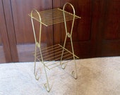 Gold tone Metal Stand - atomic sunburst- vintage- starburst Medallions - 2 Tier- Sturdy-Plant Stand - Telephone Stand - Display stand- 60s