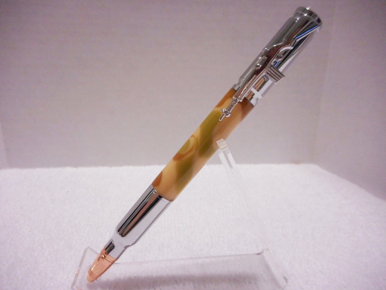 Desert Camo Carbine Ballpoint Bullet Pen ~ bullet acrylic black ink writting pen gun military riffle chrome pen carbine bullet desert camo