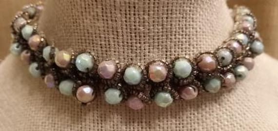 Vintage Iridescent Beaded Choker